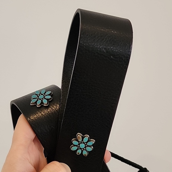 Vintage albatros leather/suede turquoise belt - Picture 7 of 7